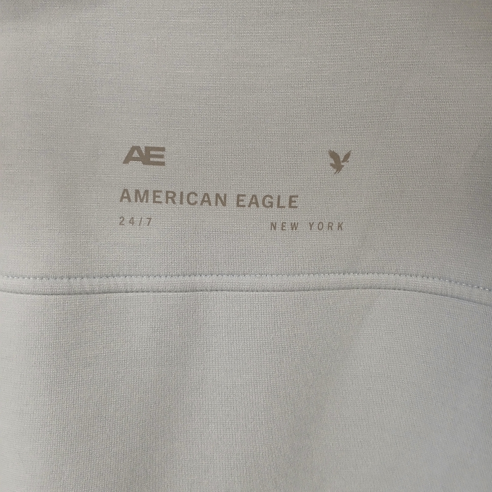 American Eagle Outfitters Men's Light Blue Hoodie with Subtle Logo - Picture 7 of 10